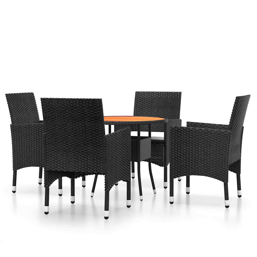 5 részes fekete polyrattan kerti étkezőgarnitúra 2