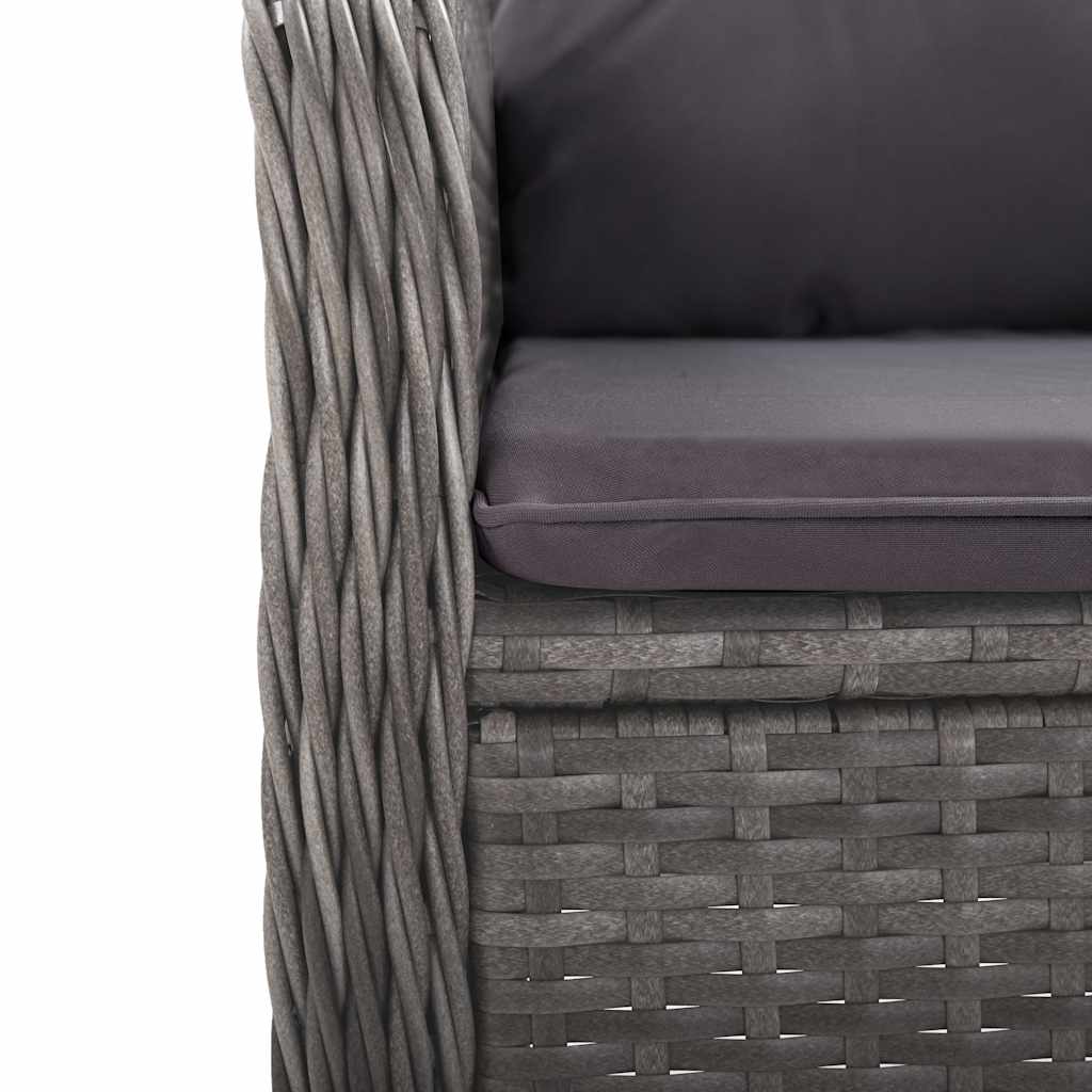 3 részes szürke polyrattan és üveg kerti étkezőgarnitúra 8