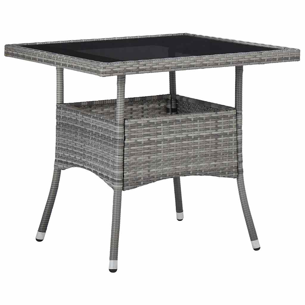 3 részes szürke polyrattan és üveg kerti étkezőgarnitúra 9