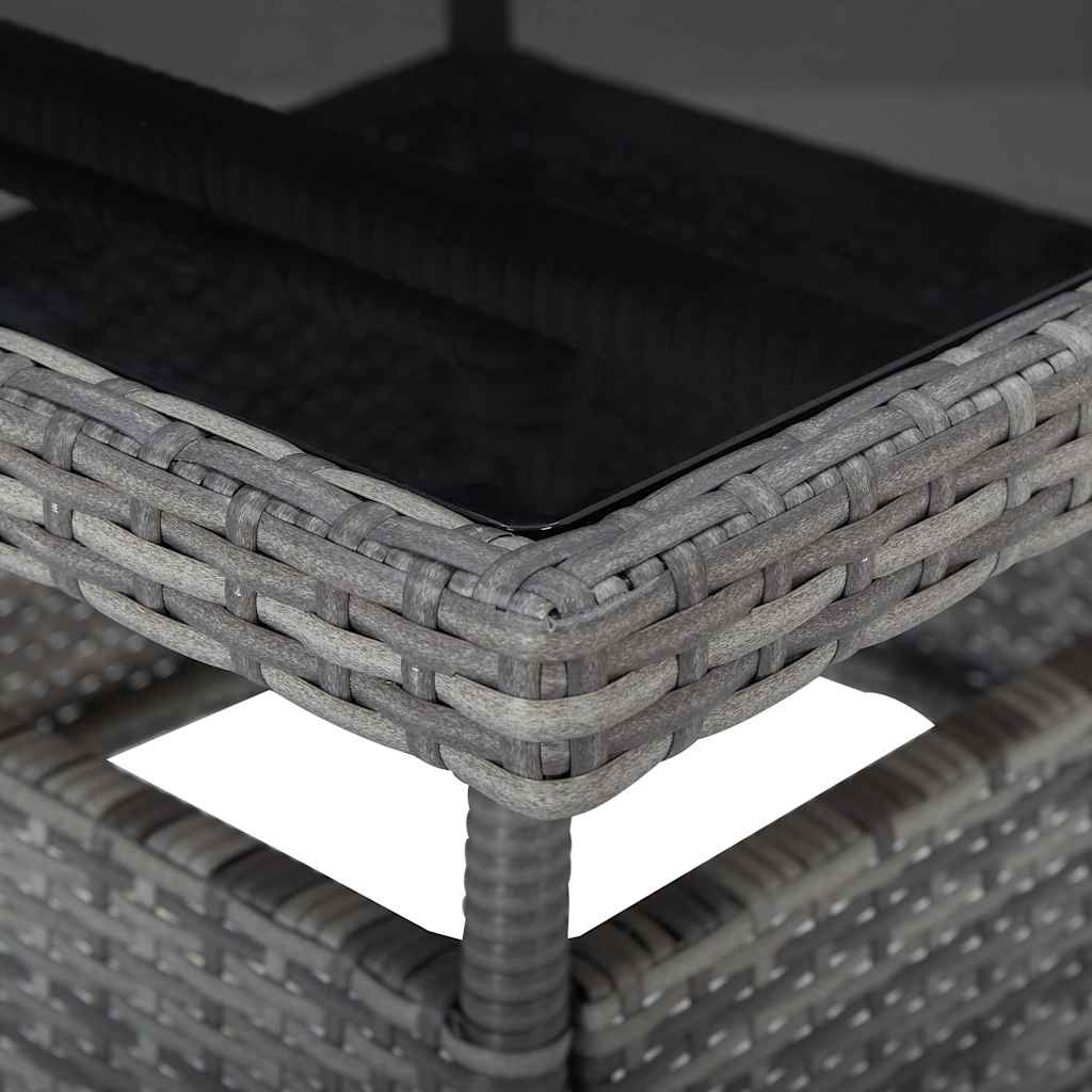 3 részes szürke polyrattan és üveg kerti étkezőgarnitúra 11
