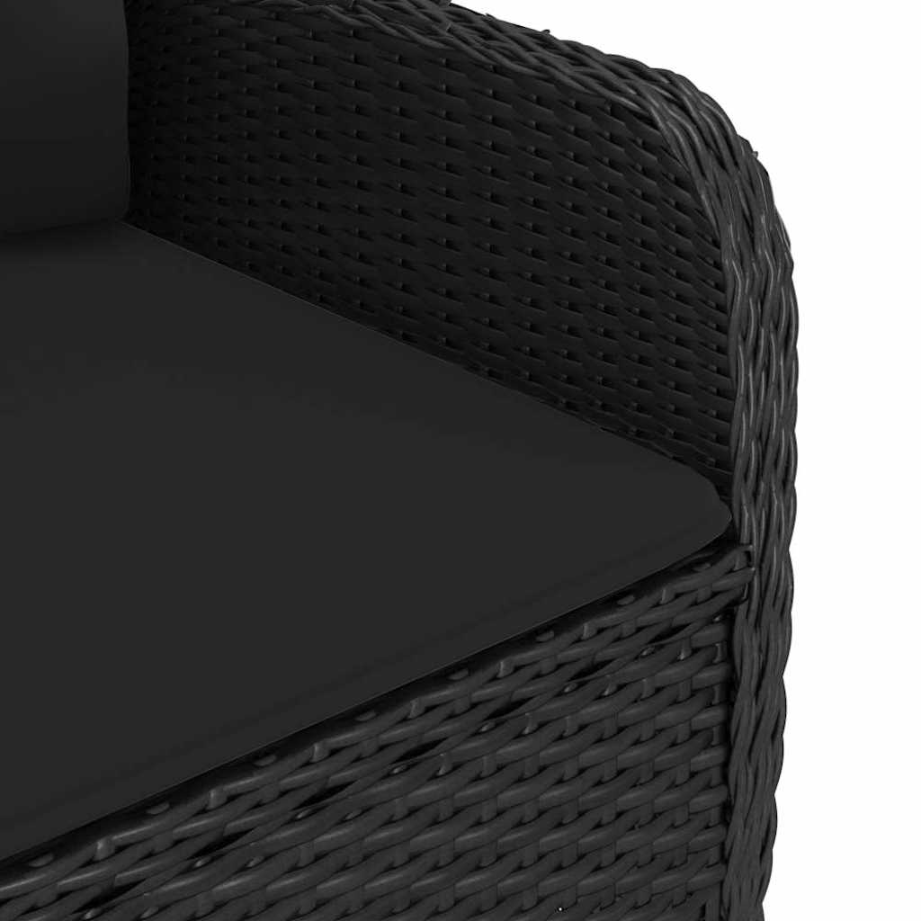 9 részes fekete polyrattan és üveg kerti étkezőgarnitúra 7