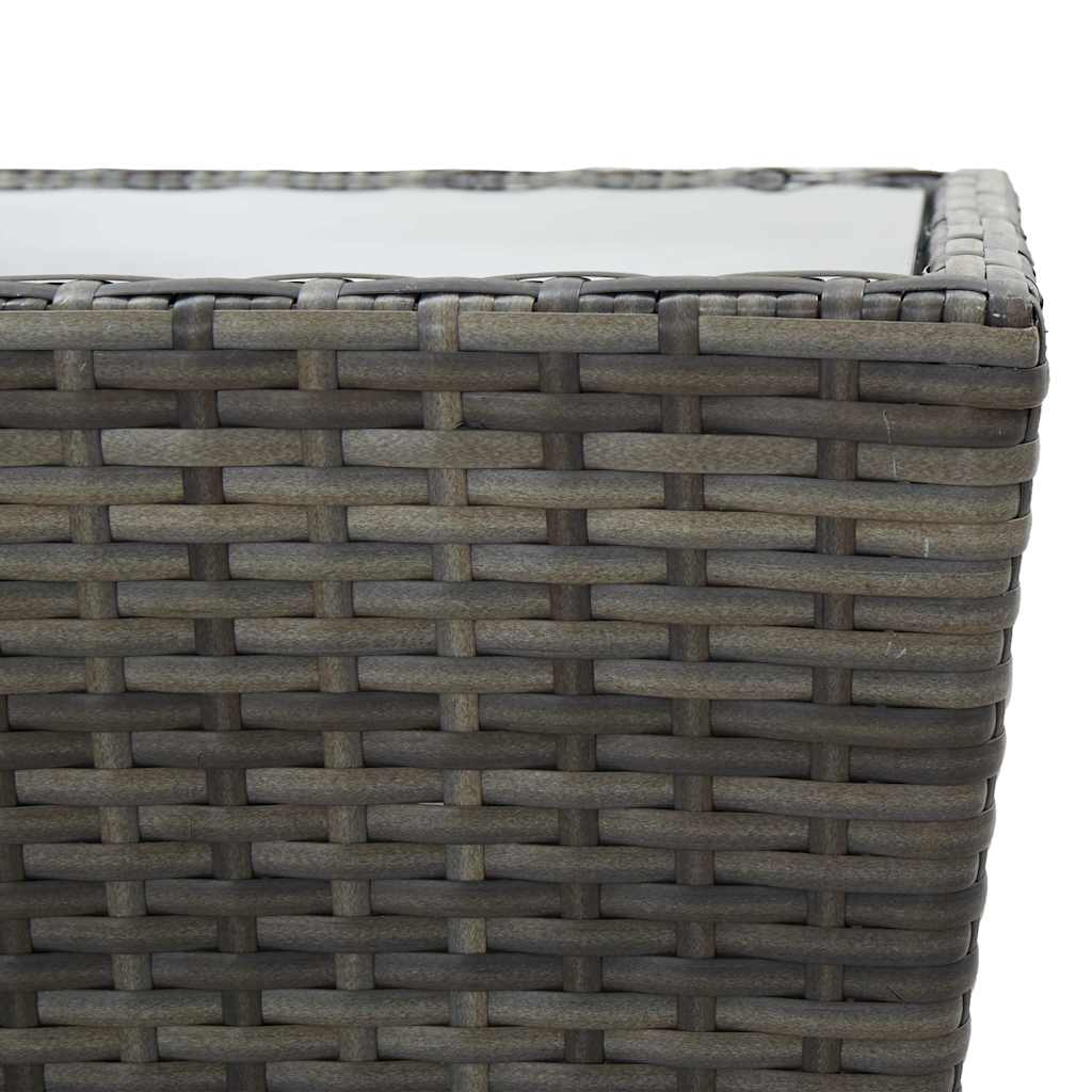 3 részes szürke polyrattan és üveg kerti bisztrószett 12