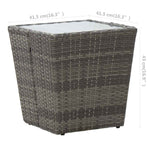 3 részes szürke polyrattan és üveg kerti bisztrószett 14