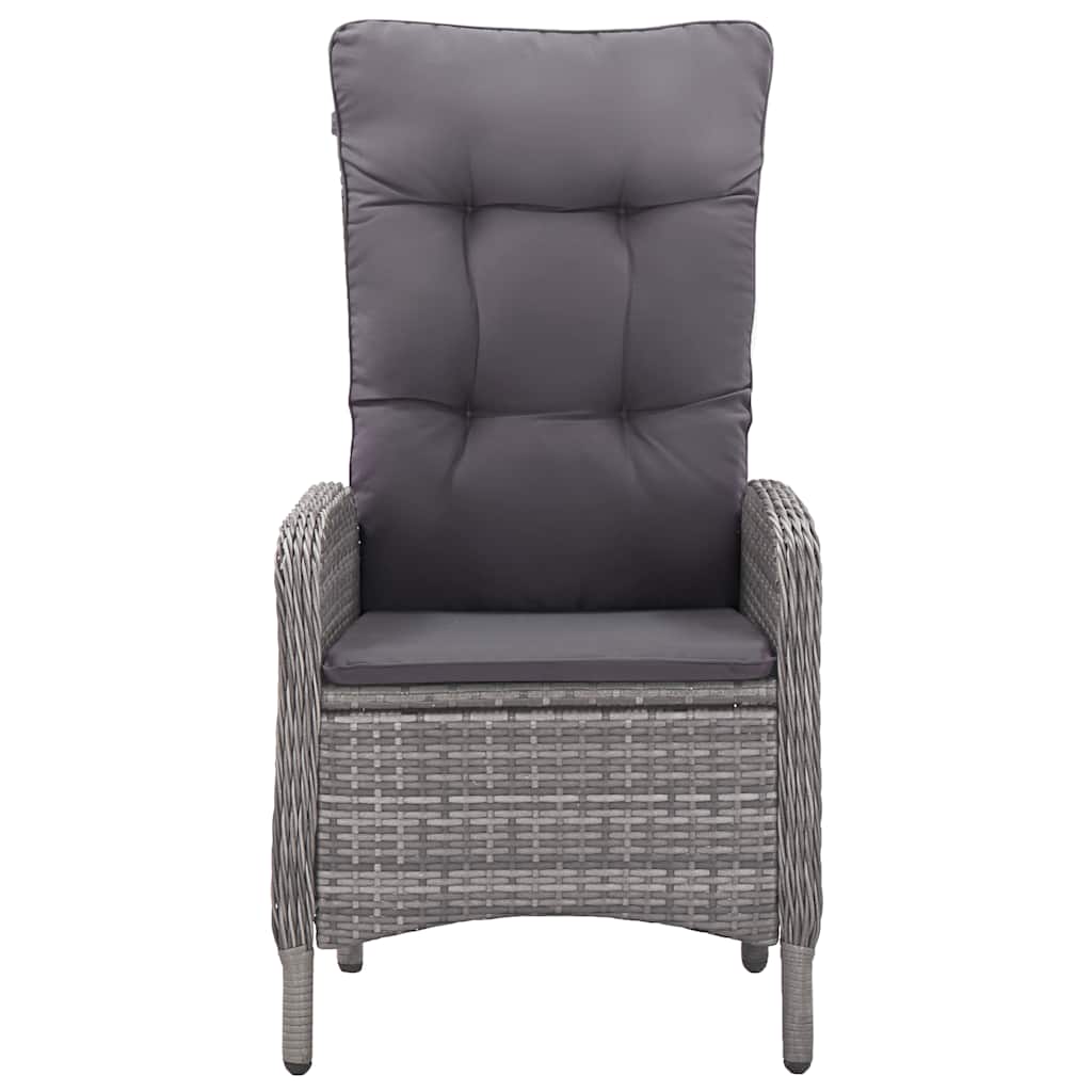 3 részes szürke polyrattan és üveg kerti bisztrószett 5