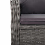 3 részes szürke polyrattan és üveg kerti bisztrószett 8