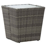 3 részes szürke polyrattan és üveg kerti bisztrószett 9