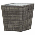 3 részes szürke polyrattan és üveg kerti bisztrószett 11