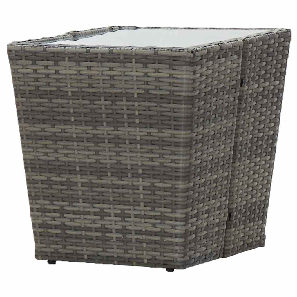 3 részes szürke polyrattan és üveg kerti bisztrószett 11
