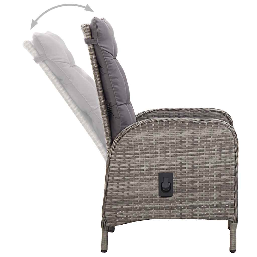 3 részes szürke polyrattan kerti bisztrószett 6