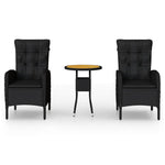 3 részes fekete polyrattan kerti bisztrószett 2