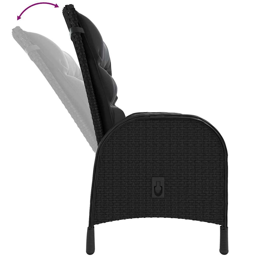 3 részes fekete polyrattan kerti bisztrószett 5