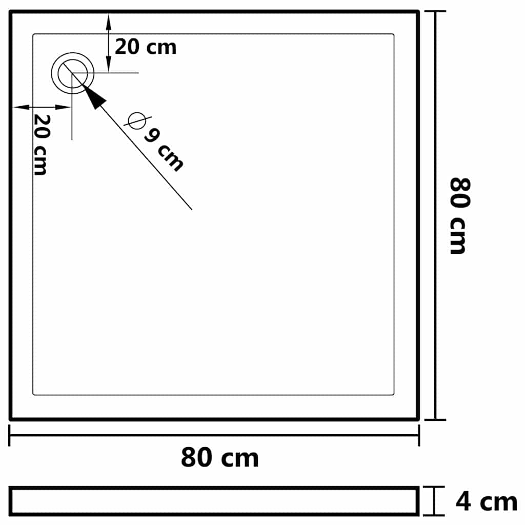 Zuhanytálcák 80 x 80 x 4 cm ABS 7