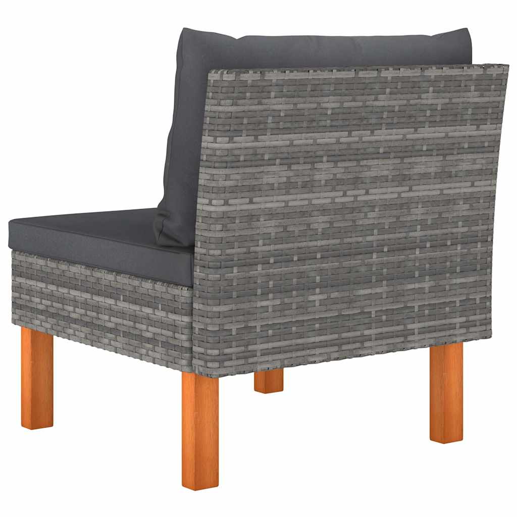 2 db polyrattan és tömör eukaliptuszfa középső kanapé 6