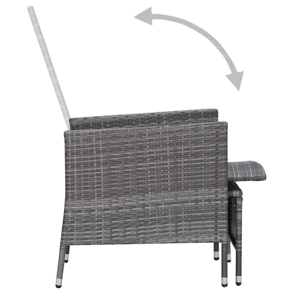 3 részes szürke polyrattan kerti ülőgarnitúra párnákkal 6