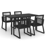 5 részes fekete PVC rattan kültéri étkezőgarnitúra 2
