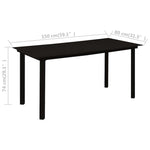 5 részes fekete PVC rattan kültéri étkezőgarnitúra 10