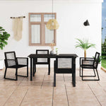 5 részes fekete PVC rattan kültéri étkezőgarnitúra