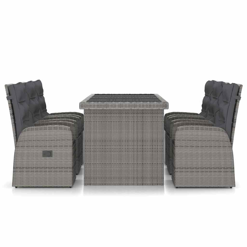 7 részes szürke polyrattan kültéri étkezőgarnitúra párnákkal 3
