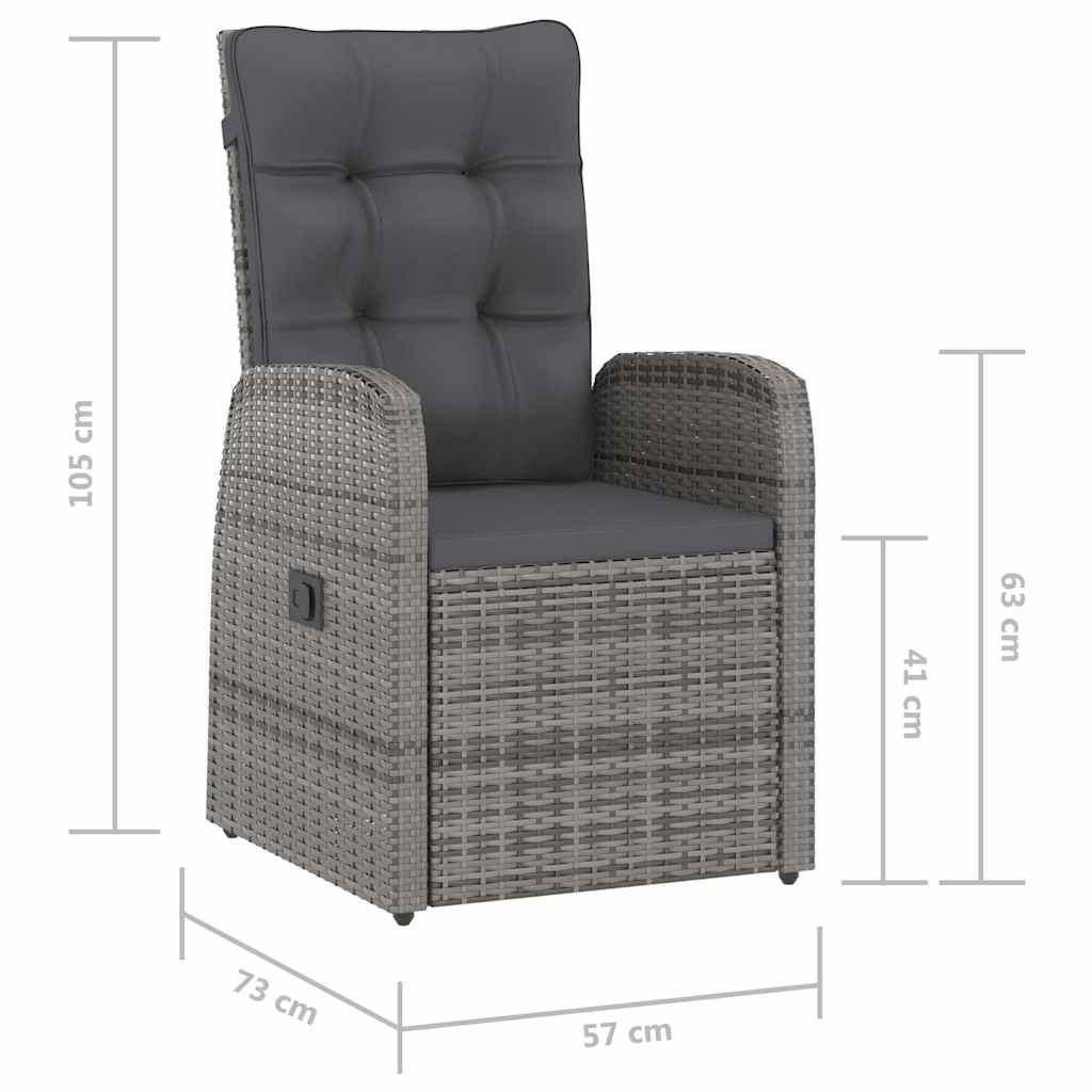7 részes szürke polyrattan kültéri étkezőgarnitúra párnákkal 14