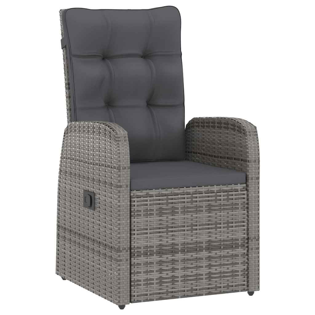 7 részes szürke polyrattan kültéri étkezőgarnitúra párnákkal 8