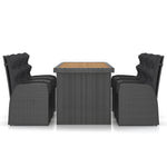 7 részes fekete polyrattan kültéri étkezőszett párnákkal 3
