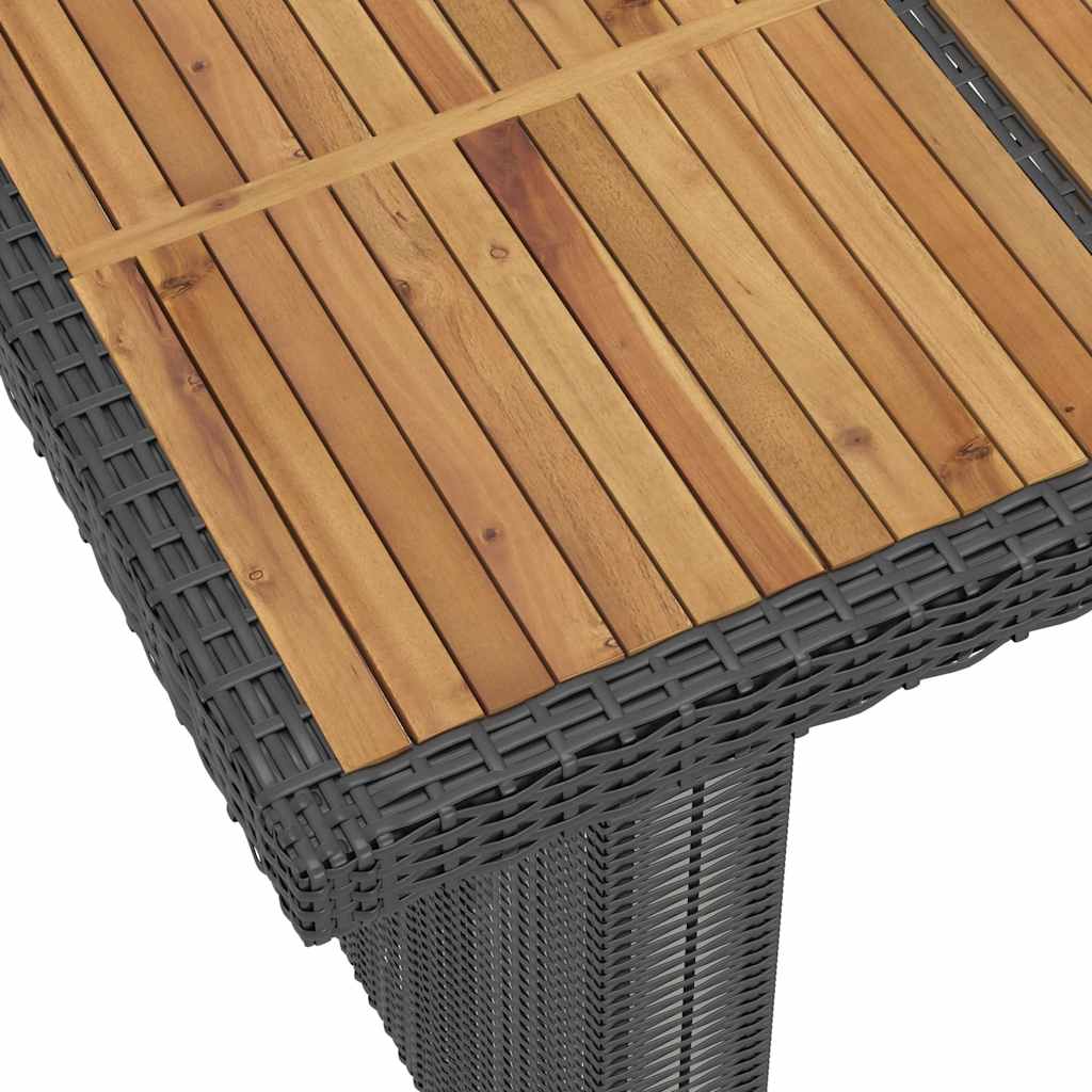 7 részes fekete polyrattan kültéri étkezőszett párnákkal 12