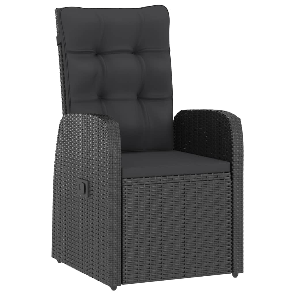 7 részes fekete polyrattan kültéri étkezőszett párnákkal 4