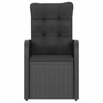 7 részes fekete polyrattan kültéri étkezőszett párnákkal 5