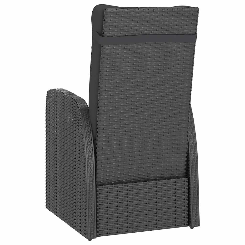 7 részes fekete polyrattan kültéri étkezőszett párnákkal 7
