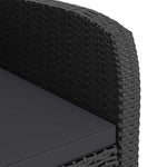 7 részes fekete polyrattan kültéri étkezőszett párnákkal 8
