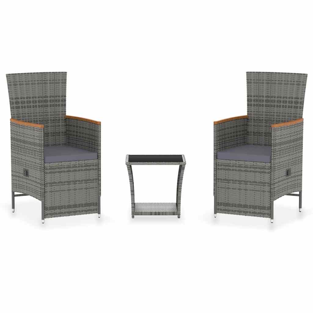 3 részes szürke polyrattan kerti ülőgarnitúra párnákkal 2