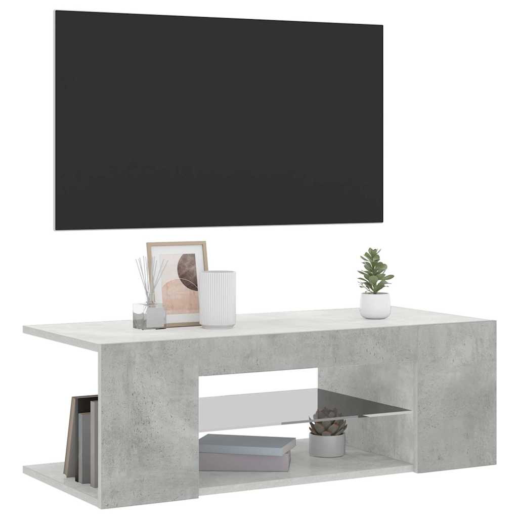 Betonszürke TV-szekrény LED lámpákkal 90 x 39 x 30 cm 3