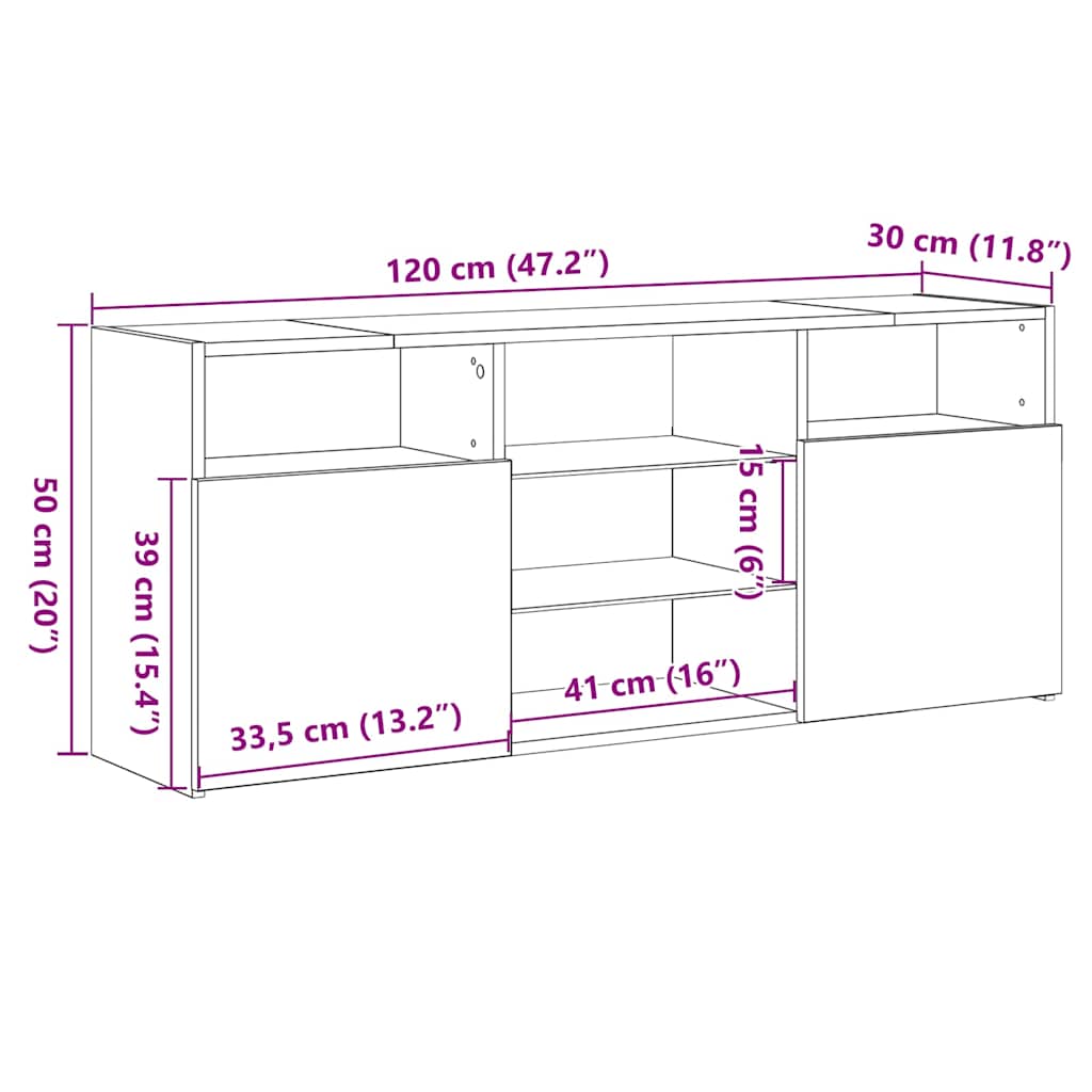Fehér TV-szekrény LED lámpákkal 120 x 30 x 50 cm 18