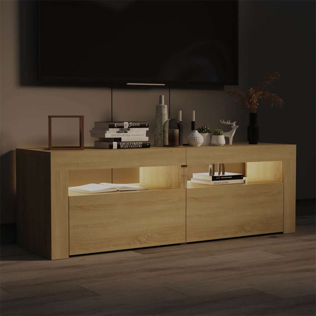 Sonoma tölgy színű TV-szekrény LED-lámpákkal 120 x 35 x 40 cm 5