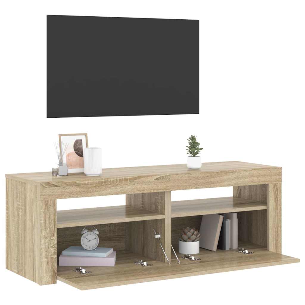 Sonoma tölgy színű TV-szekrény LED-lámpákkal 120 x 35 x 40 cm 6