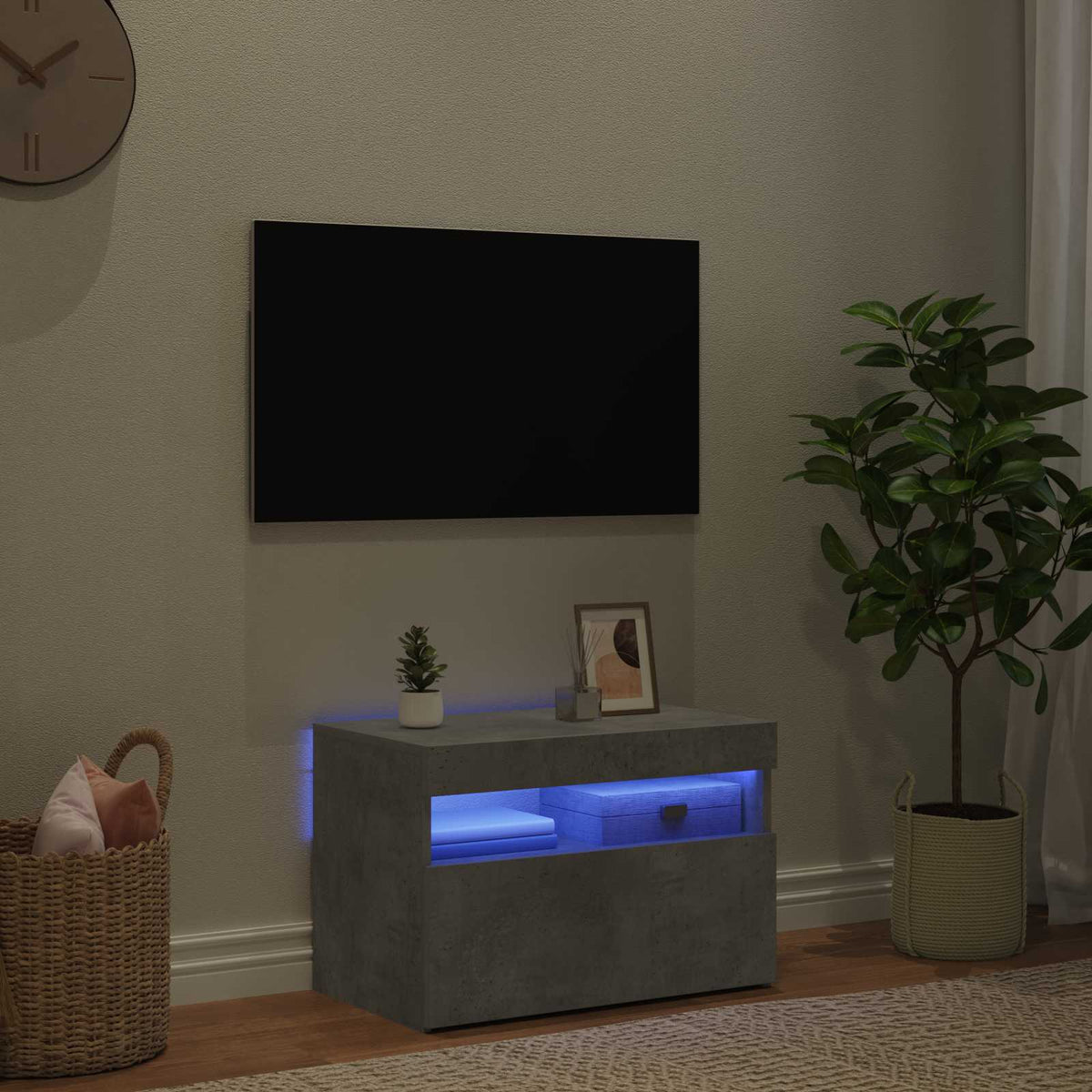 Betonszürke TV-szekrény LED-lámpákkal 60 x 35 x 40 cm 5