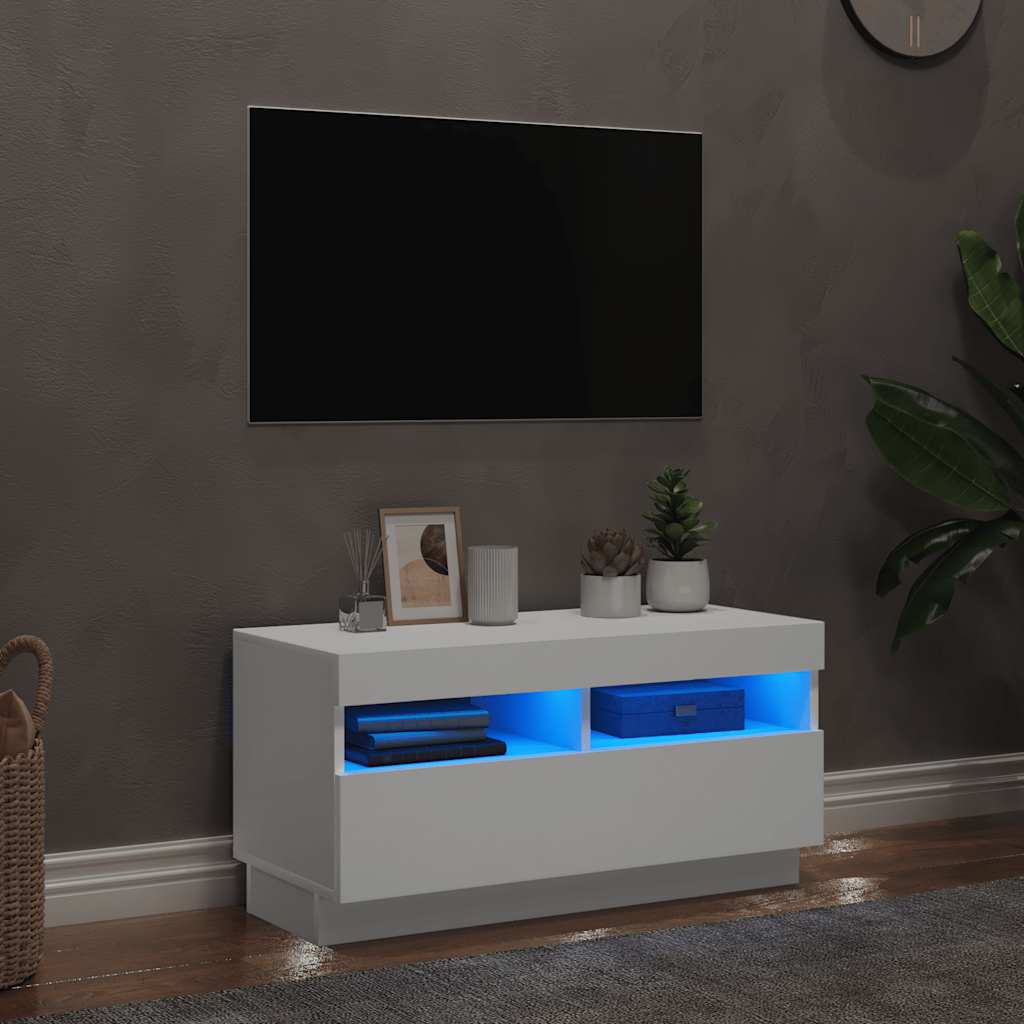 Fehér TV-szekrény LED-lámpákkal 80 x 35 x 40 cm