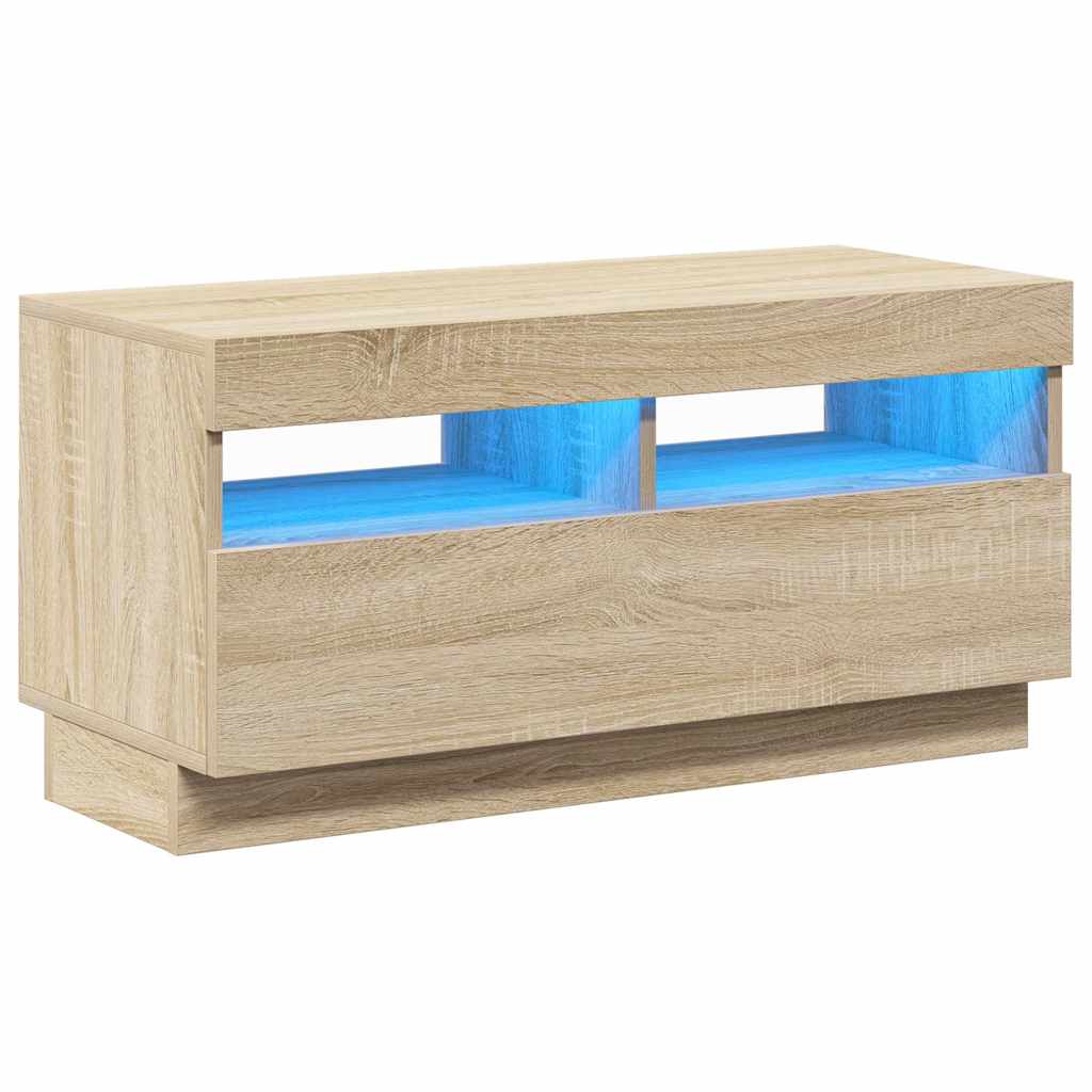 Sonoma tölgy színű TV-szekrény LED-lámpákkal 80 x 35 x 40 cm 2
