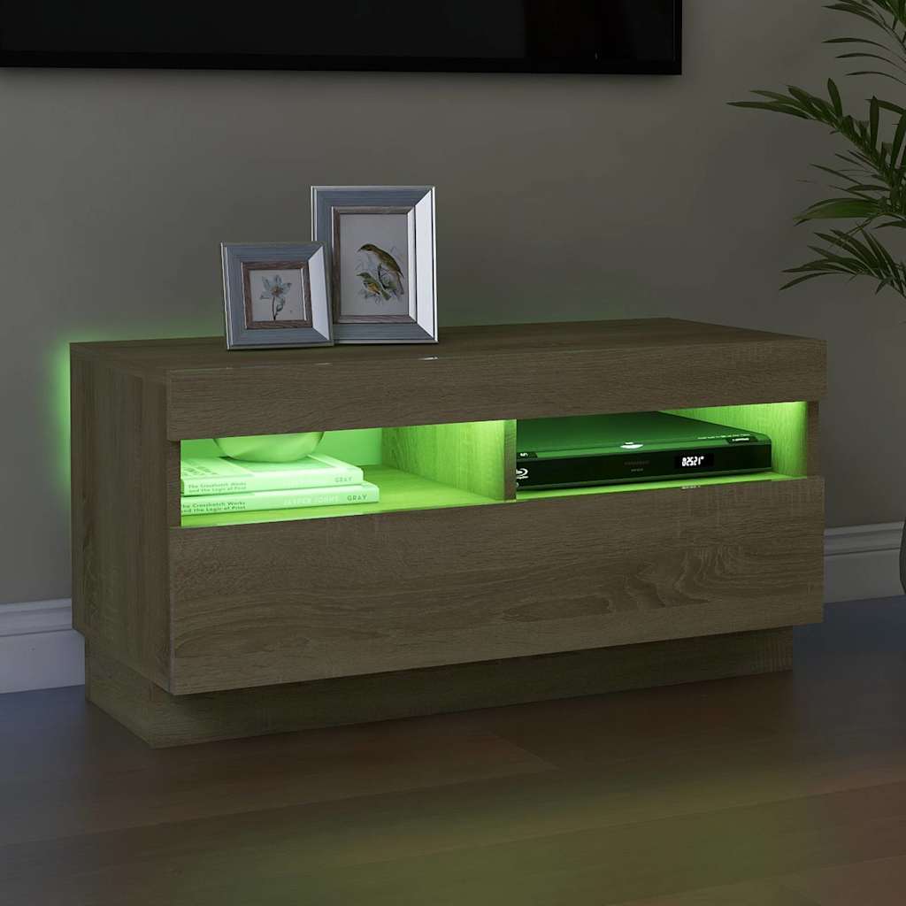 Sonoma tölgy színű TV-szekrény LED-lámpákkal 80 x 35 x 40 cm 4