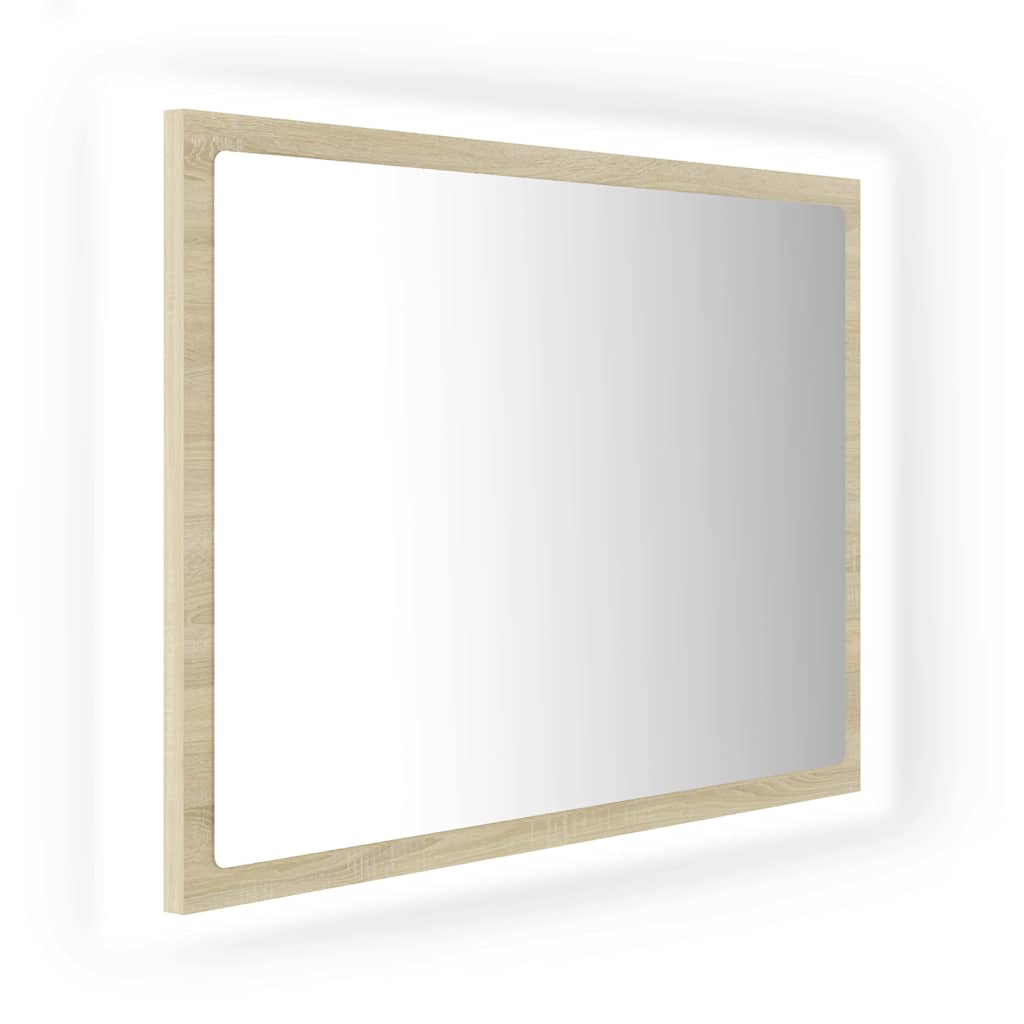 Sonoma tölgy akril LED-es fürdőszobai tükör 60x8,5x37 cm 2