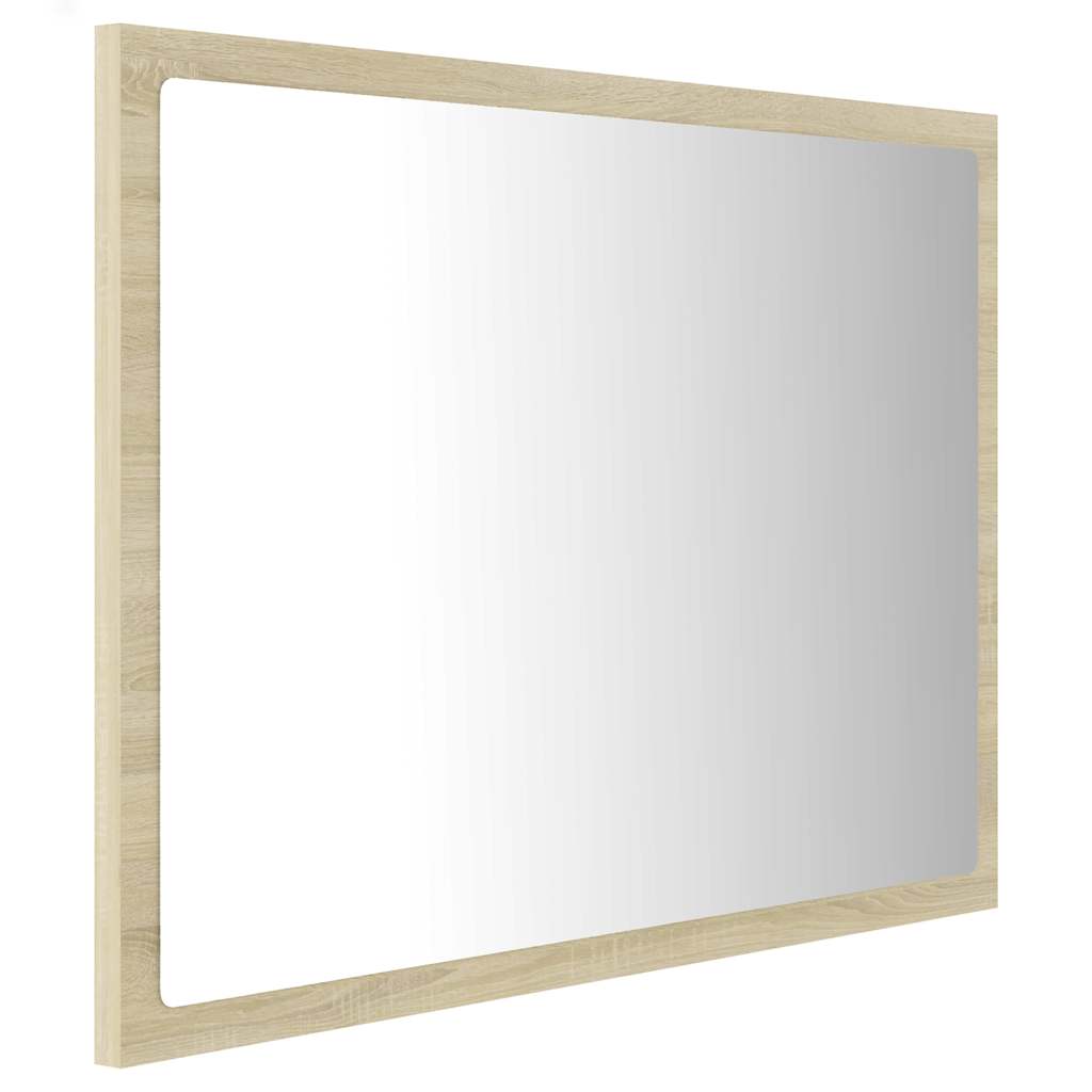 Sonoma tölgy akril LED-es fürdőszobai tükör 60x8,5x37 cm 4