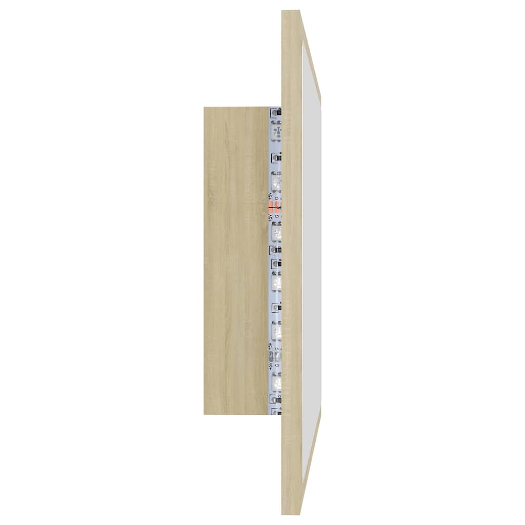 Sonoma tölgy akril LED-es fürdőszobai tükör 60x8,5x37 cm 5