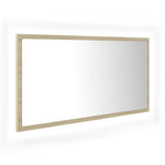 Sonoma tölgy akril LED-es fürdőszobai tükör 90x8,5x37 cm 2