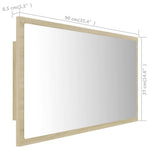 Sonoma tölgy akril LED-es fürdőszobai tükör 90x8,5x37 cm 12