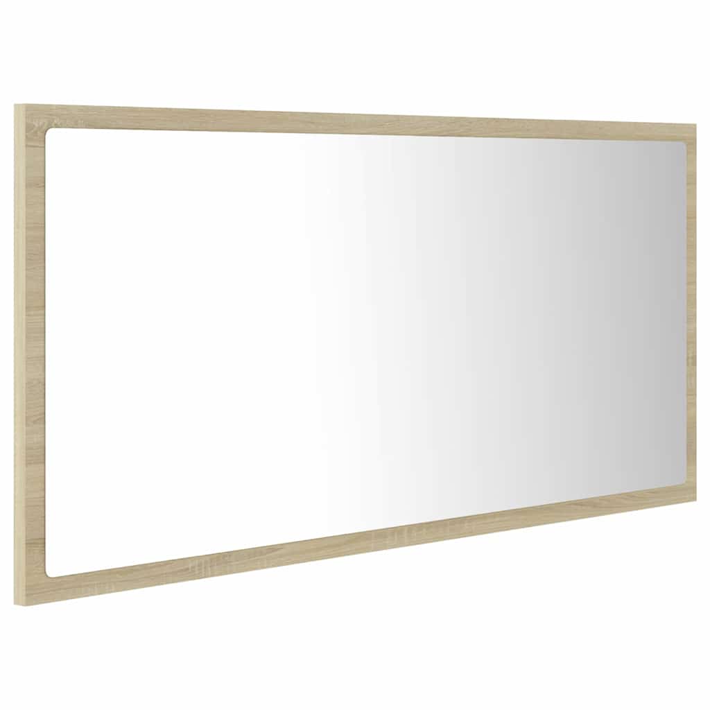 Sonoma tölgy akril LED-es fürdőszobai tükör 90x8,5x37 cm 4