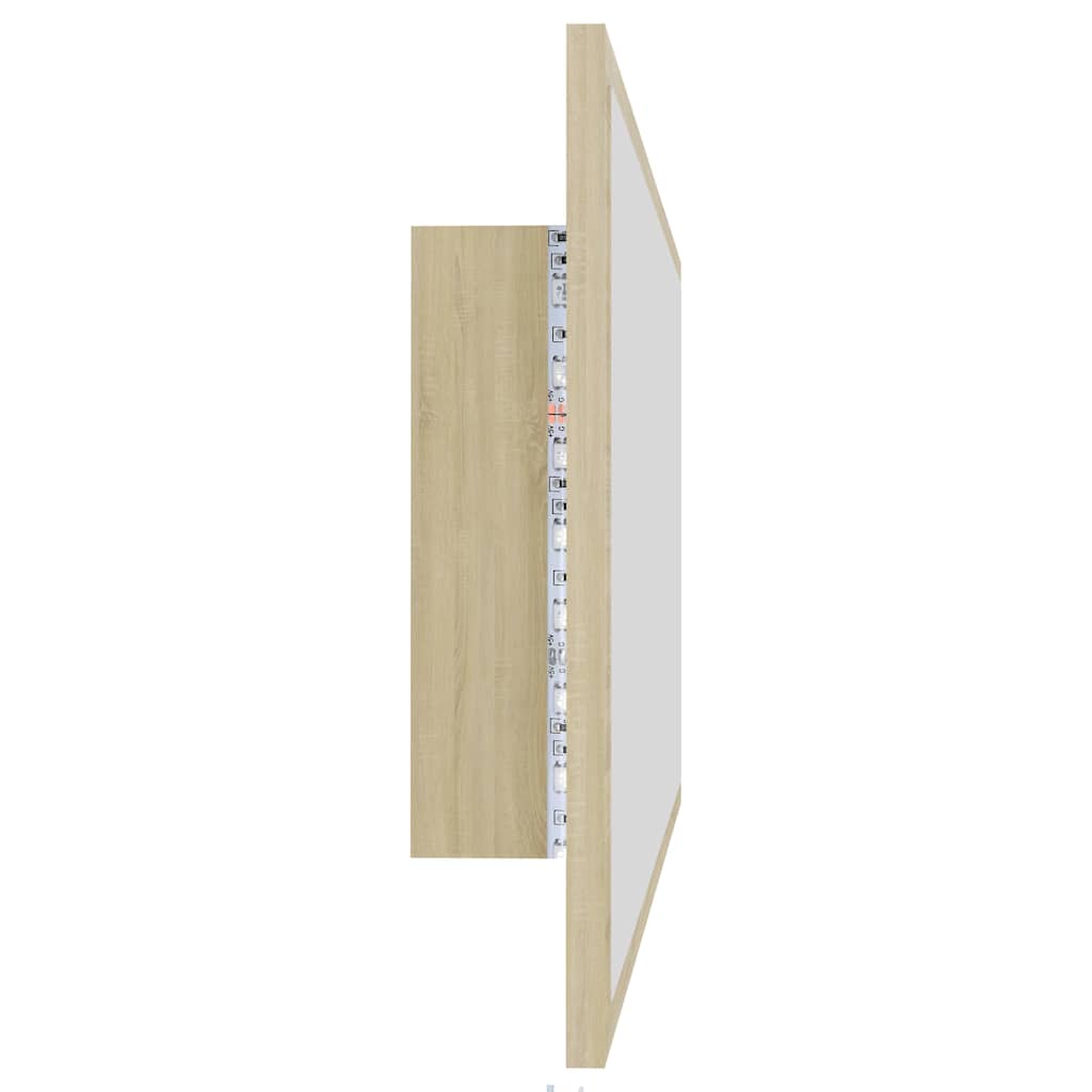 Sonoma tölgy akril LED-es fürdőszobai tükör 90x8,5x37 cm 5