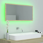 Sonoma tölgy akril LED-es fürdőszobai tükör 90x8,5x37 cm 9