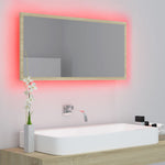 Sonoma tölgy akril LED-es fürdőszobai tükör 90x8,5x37 cm 11