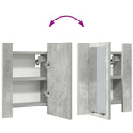 Betonszürke akril LED-es tükrös fürdőszobaszekrény 40x12x45 cm 12