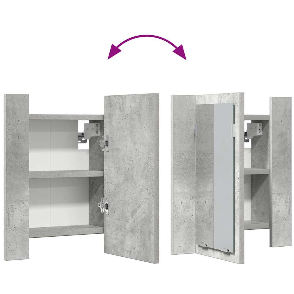 Betonszürke akril LED-es tükrös fürdőszobaszekrény 40x12x45 cm 12